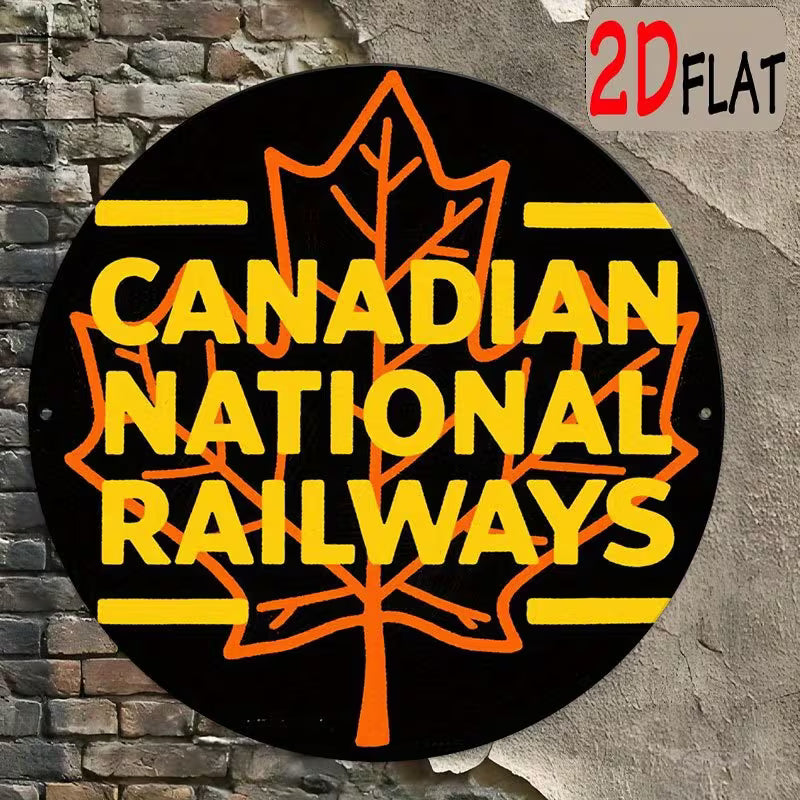 Vintage Canadian National Railways Aluminum Sign - 8.0inch Round