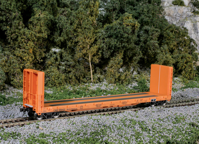 ATL20007097 HO 51'6" BULKHEAD FLAT CAR-CN (INT SERVICE)603405, orange/black