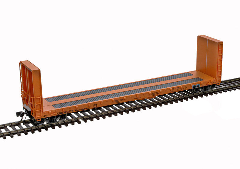 ATL20007097 HO 51'6" BULKHEAD FLAT CAR-CN (INT SERVICE)603405, orange/black