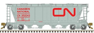 ATL20007158 HO SLAB SIDE HOPPER-CDN NATIONAL, noodle 6 hatch 352158, gray/red