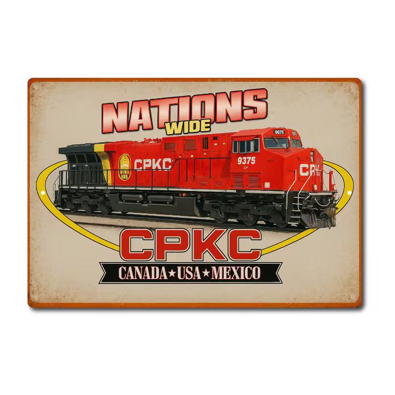 2D Flat, 1pc, Vintage Canadian National Railway Metal Wall Art Sign - CPR Train 8x12 Sign
