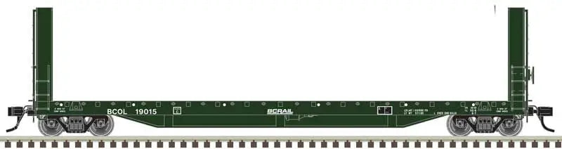 Atlas Model Railroad Co.  51'6" Bulkhead Flatcar - Ready to Run - Master(R) -- BC Rail  (green, white)