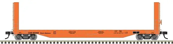 ATL20007097 HO 51'6" BULKHEAD FLAT CAR-CN (INT SERVICE)603405, orange/black