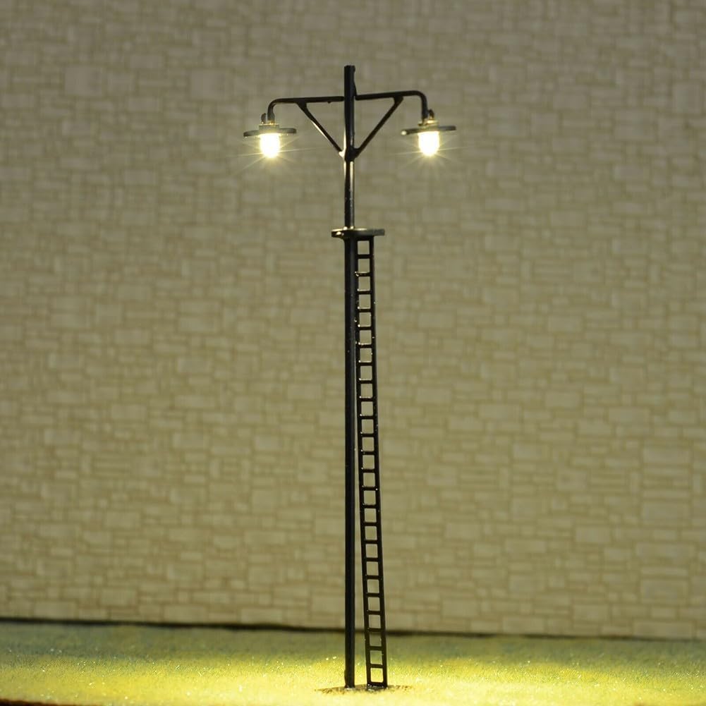 4 Pack LED Yard Lights for HO Scale Model Trains, Metal Body, Suitable for OO/HO Scale, Resistor (A)