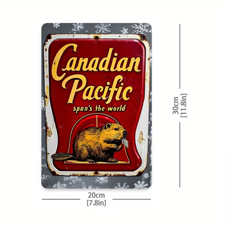 - A Vintage Canadian Pacific Railway (CPR) Beaver Metal Sign in 2D, Measuring 8 Inches by 12 Inches (20.32X30.48 Cm)