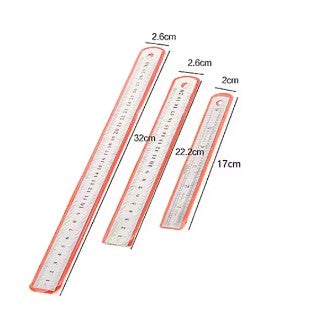 3PIECE  METAL RULERS STRAIGHT EDGE SET INCHES AND CENTIMETRES