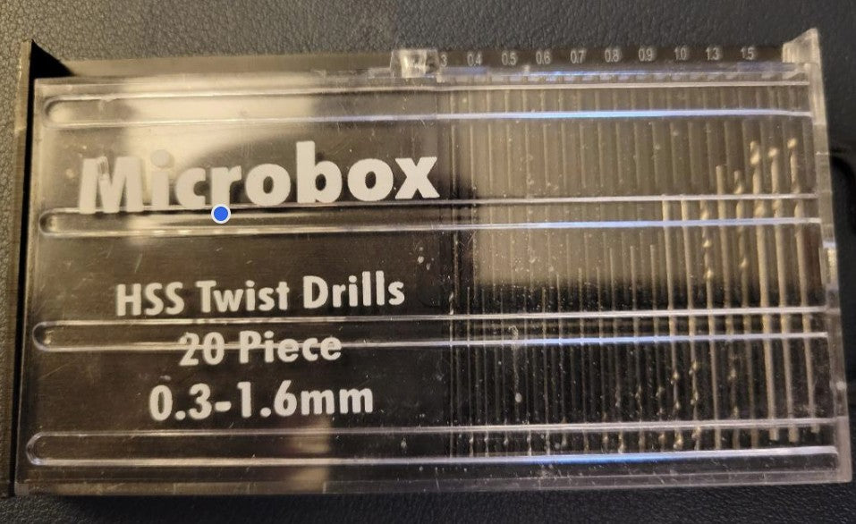 20 PIECE TWIST DRILL SET   0.3 TO 1.6MM SIZES