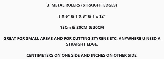 3PIECE  METAL RULERS STRAIGHT EDGE SET INCHES AND CENTIMETRES