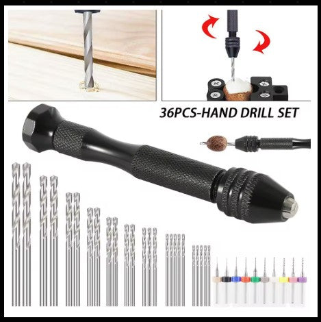 36 PIECE HAND DRILL SET W / BITS