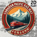 Wooden Sign Plaque, Canadian Pacific Railway Logo, 7.87-inch Round Hanging Sign,