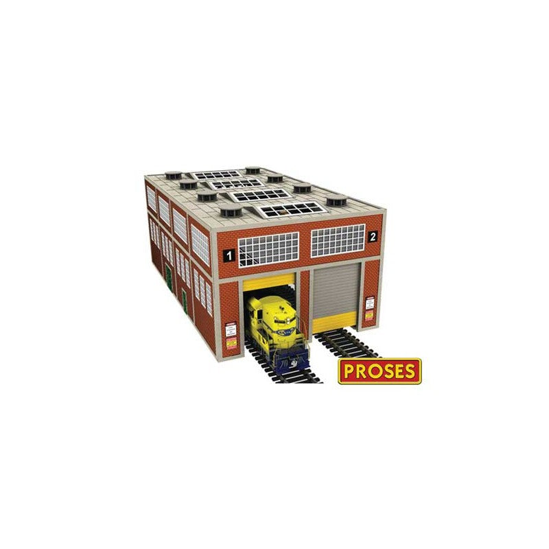 BAC39119 HO SCALE DUAL STALL MODERN ENGINE HOUSE w motorized doors