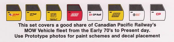F-343 – Canadian Pacific MOW Vehicles  DECALS   HO Scale