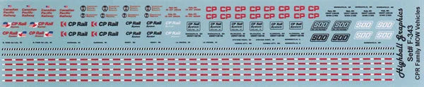 F-343 – Canadian Pacific MOW Vehicles  DECALS   HO Scale