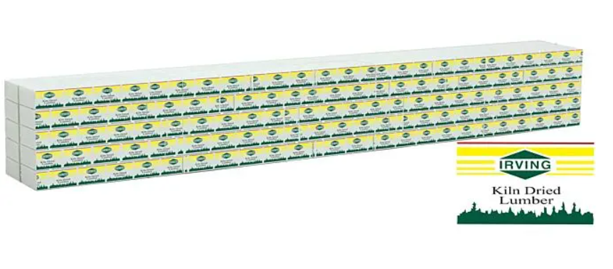 Wrapped Lumber Load for 72' Centerbeam Flatcar -- Irving Lumber (yellow, green)