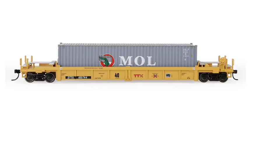 QTY 4  , 40Ft Container Well cars with containers HO Scale