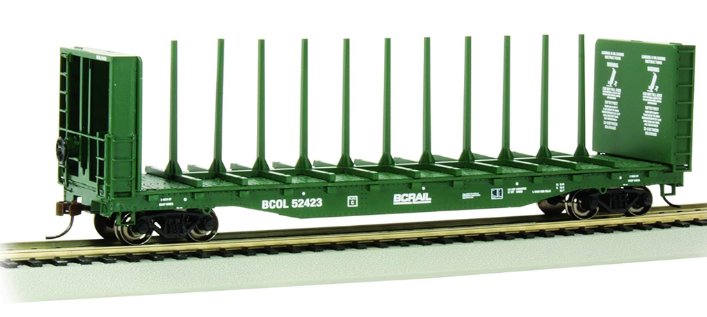 Bachmann Trains - 52' Center-Beam FLATCAR with BULKHEADS - BC Rail #52423 - HO Scale