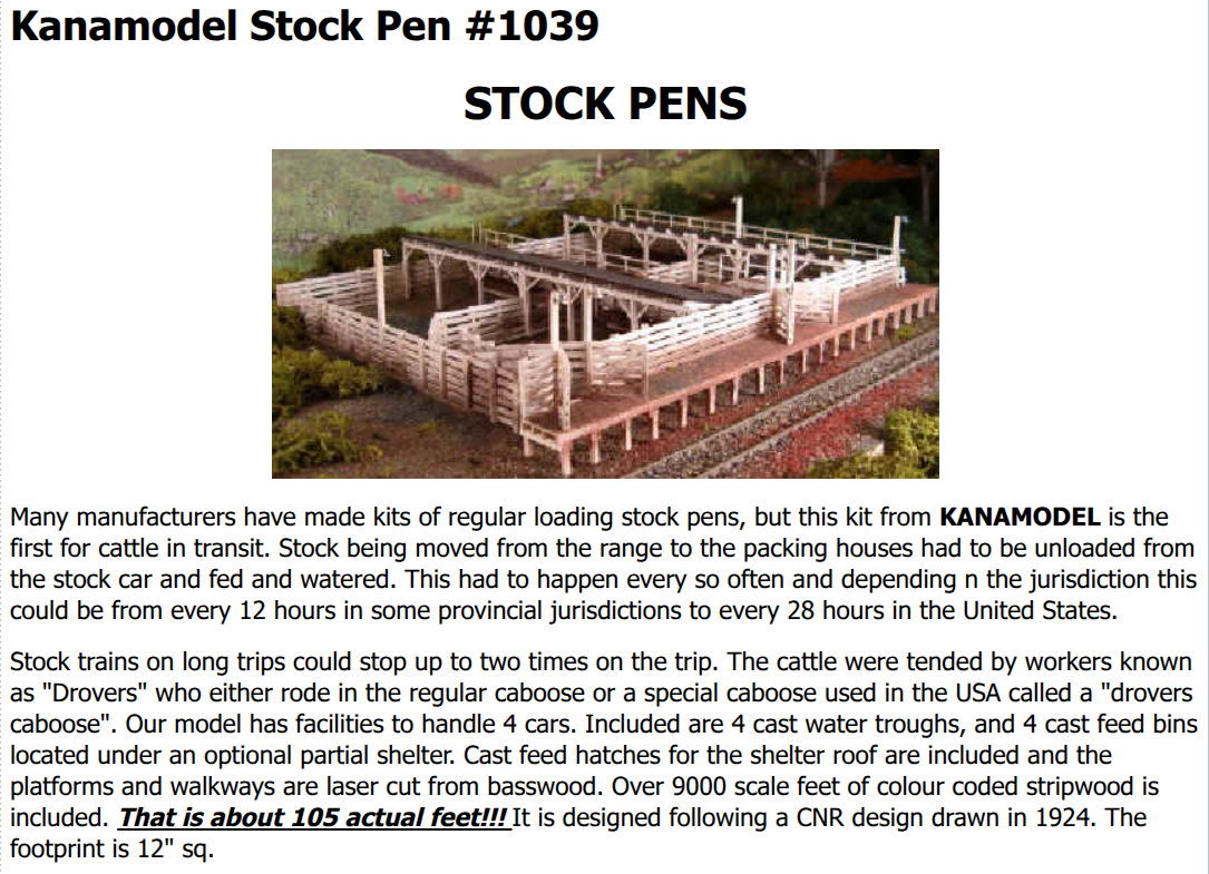 KANAMODELS Premium Wood Kit  CATTLE PENS #1039   HO Scale