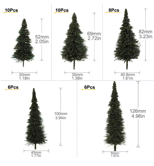 40 Piece Model Pine Trees HO Scale