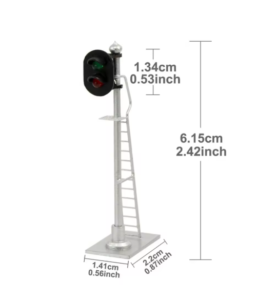 3pcs Model Railway HO Scale Traffic Signal 2-Lights Green Red Block Signal 6cm