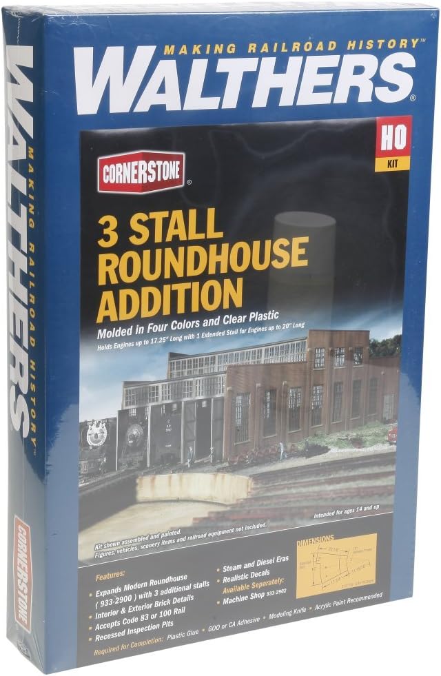 Walthers Cornerstone Series Kit HO Scale Modern Roundhouse Add-On Stalls