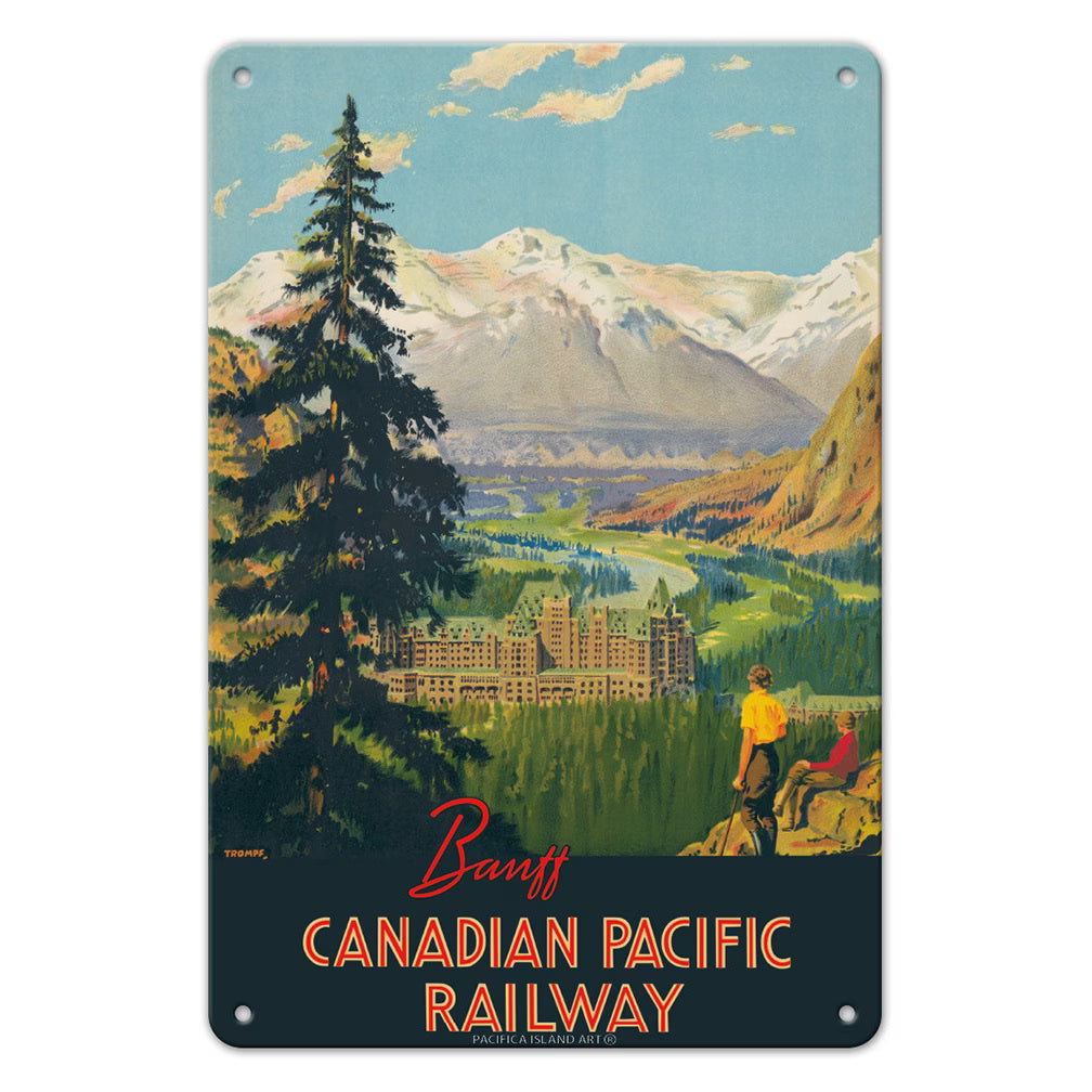 Banff Springs Hotel &amp; Rocky Mountains - 8 X 12 METAL SIGN