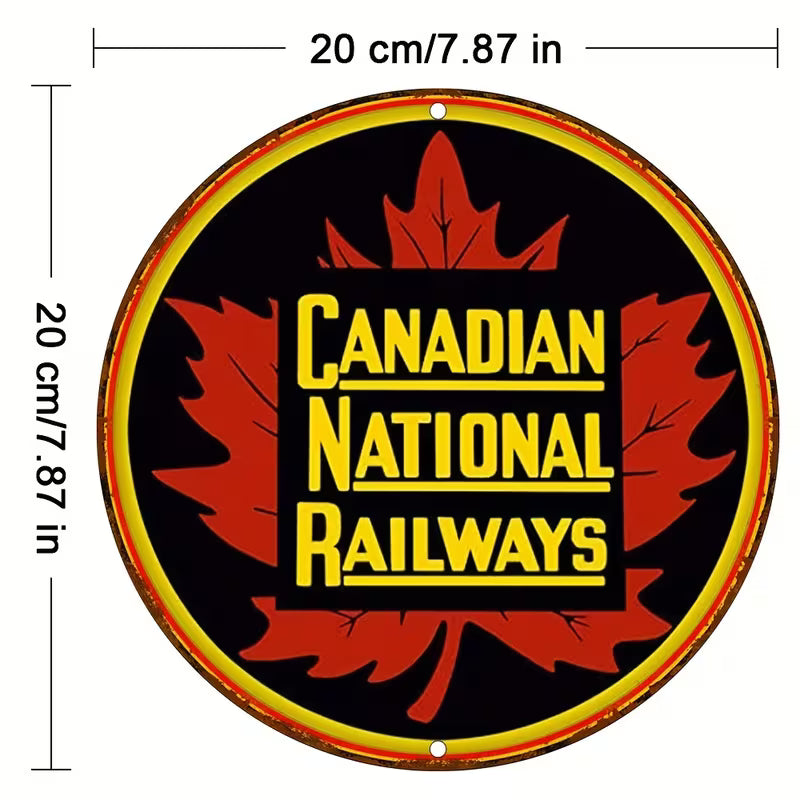 VINTAGE CANADIAN NATIONAL LOGO TIN SIGN