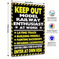 Aluminum Sign - Keep Out Warning Style Railroad Track Decoration  8X12