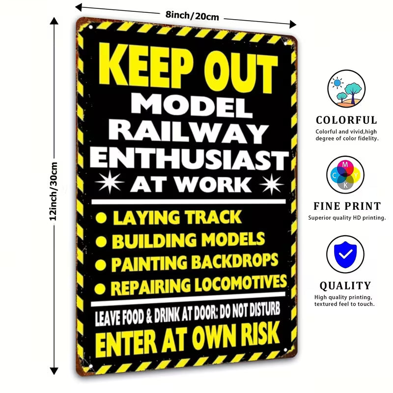 Aluminum Sign - Keep Out Warning Style Railroad Track Decoration  8X12