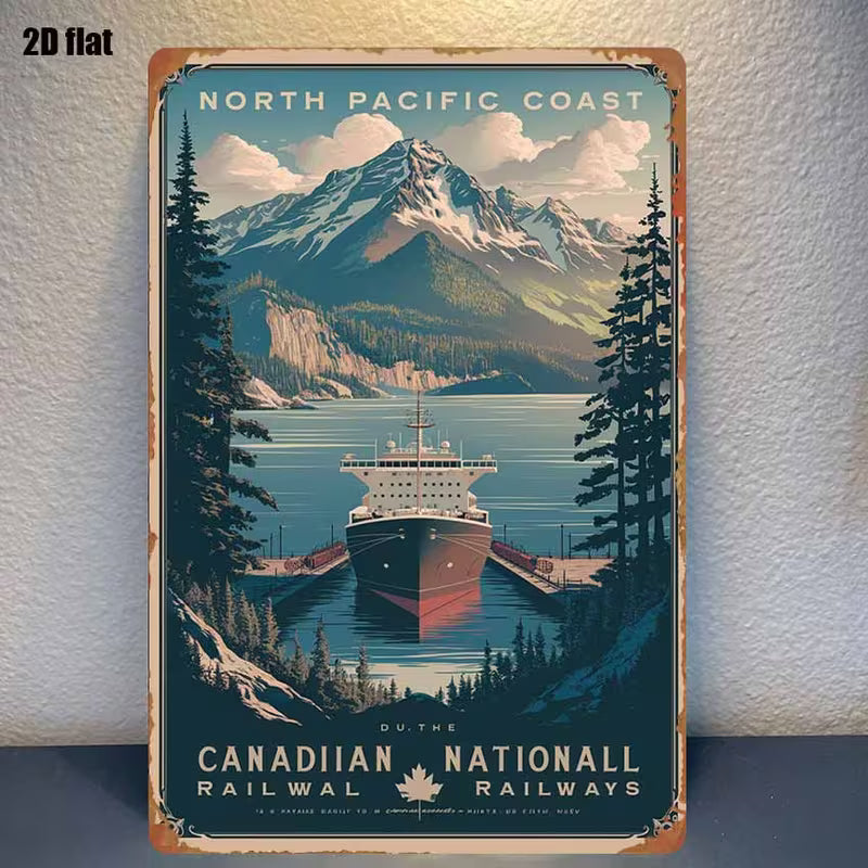 North Pacific Coast Canada National Railway Tin Art,