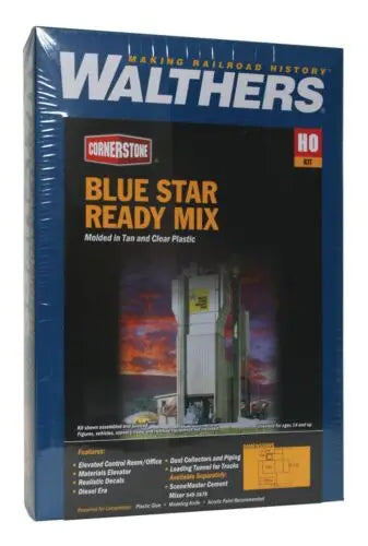 Walthers Cornerstone Part # 3086 Blue Star Ready Mix -- Kit - 7-3/4 x 8-1/8 x 11-3/4" 19.3 x 20.3 x 29.3cm