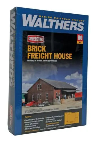 Walthers Cornerstone Part # 2954 Brick Freight House -- Kit - 9-3/4 x 9-3/8 x 4-3/8" 24.8 x 23.8 x 11.1cm