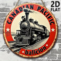 Wooden Sign Plaque, Canadian Pacific Railway Logo, 7.87-inch Round Hanging Sign,