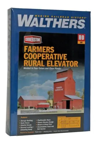 Walthers Cornerstone Part # 3036 Farmers Cooperative Rural Grain Elevator -- Kit - Elevator: 8-7/8 x 7-1/4 x 10" 23 x 18 x 25cm