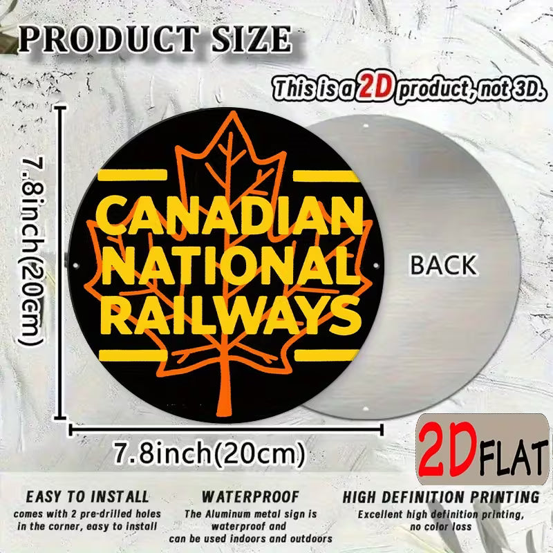 Vintage Canadian National Railways Aluminum Sign - 8.0inch Round