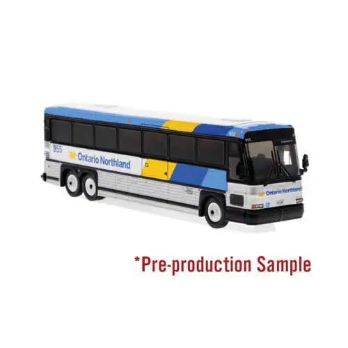 Iconic Replicas 870563 MCI D4000 Coach - Assembled -- Ontario Northland (silver, blue, yellow, white)