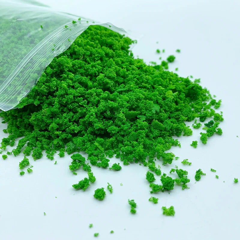 5 BAGS ASSORTED  GROUND FOAM 3-5 MM Perfect for tree and bush foliage    SEE PICS ALL NEW UNOPENED  6 Shades of Green $17.99/6 Bags  30 GRAMS APROX /PACK