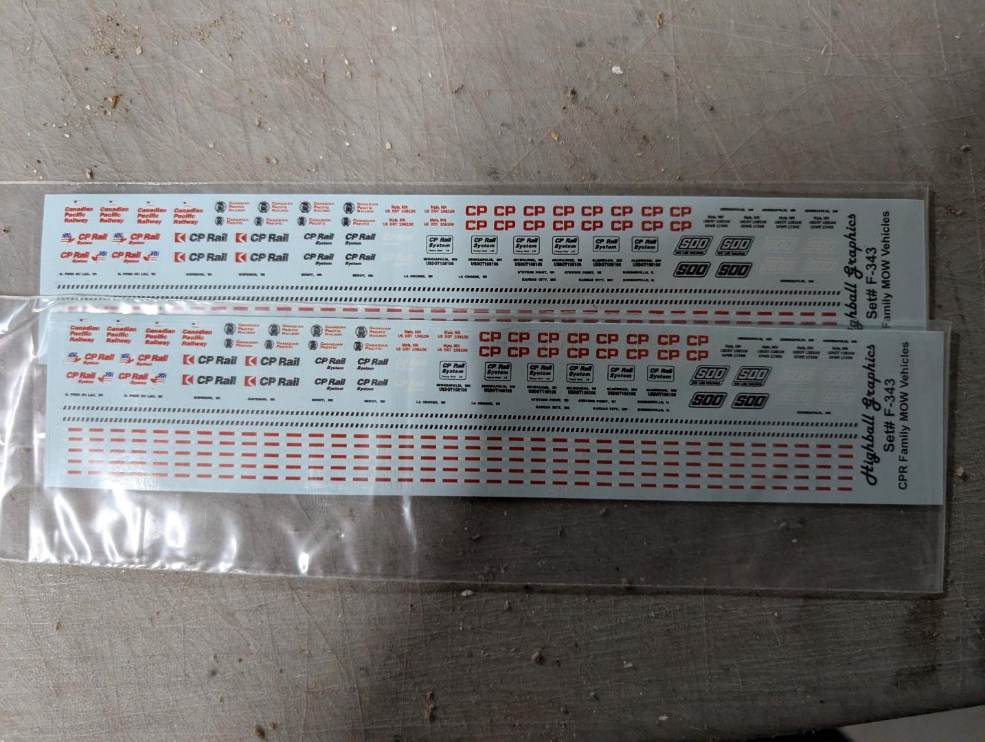 F-343 – Canadian Pacific MOW Vehicles  DECALS   HO Scale