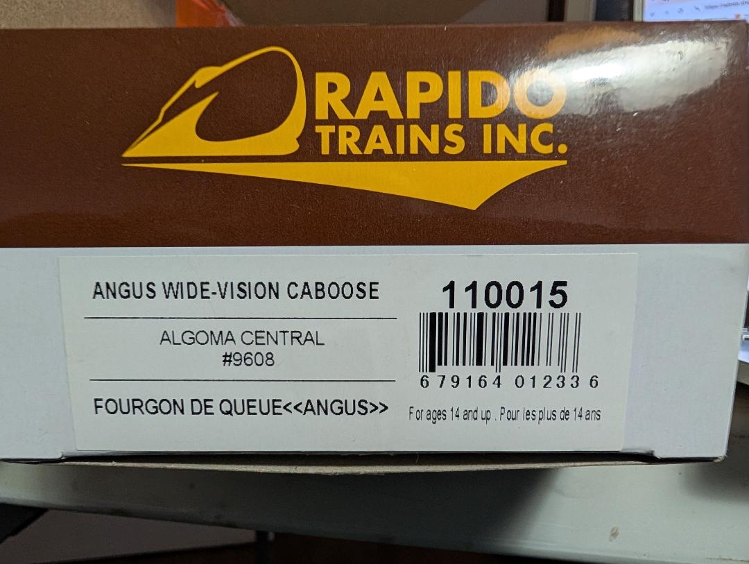 RAPIDO WIDE VISION ANGUS SHOP CABOOSE  ALGOMA CENTRAL HO SCALE