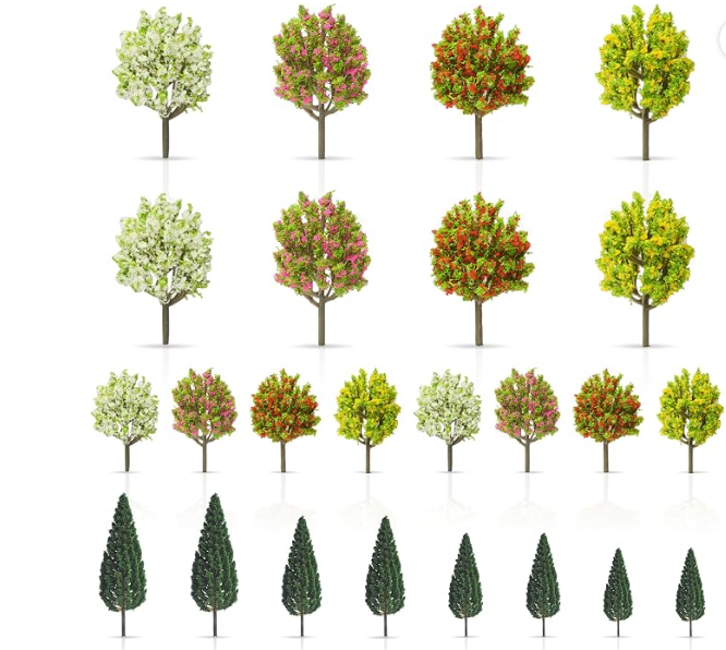 24 Pieces HO scale Trees  see descriptions
